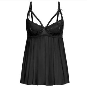 HIPS AND CURVES Sexy Babydoll, mesh with strappy lace cups